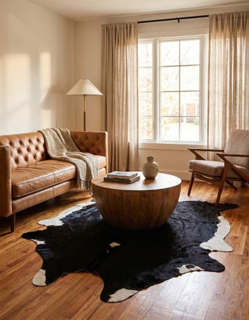 6' 2 x 7' 7 Cowhide Leather Rug