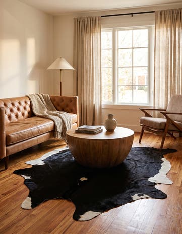 6' 2 x 7' 7 Cowhide Leather Rug