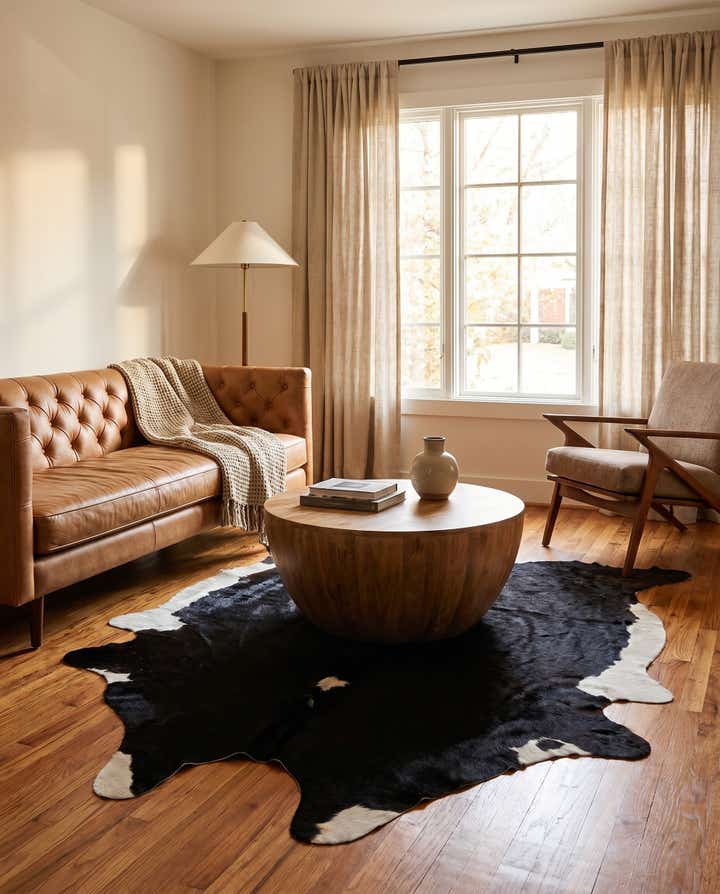 6' 2 x 7' 7 Cowhide Leather Rug