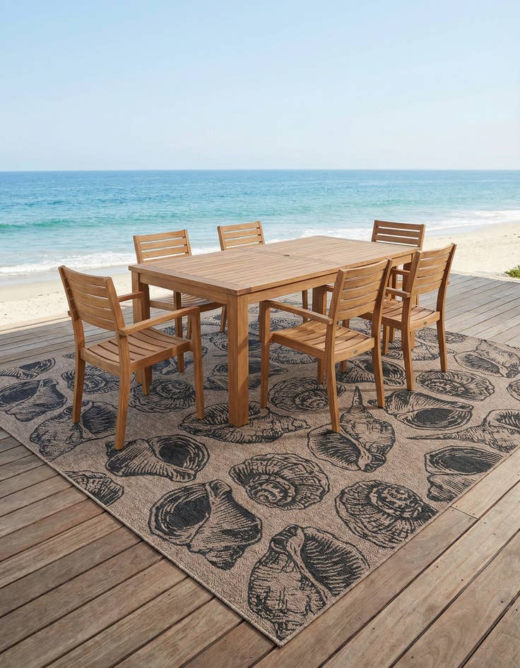 Detail image of 12' x 12' Washable Coastal Indoor / Outdoor Square Rug