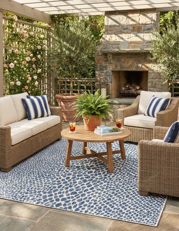 Blue Easy-Clean Jill Zarin Cape Town Indoor / Outdoor Square Rug