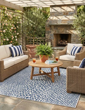 Blue Easy-Clean Jill Zarin Cape Town Indoor / Outdoor Square Rug