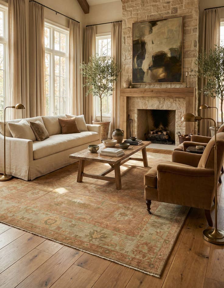 Detail image of 8' 4 x 10' Hand Knotted Oushak Wool Rug