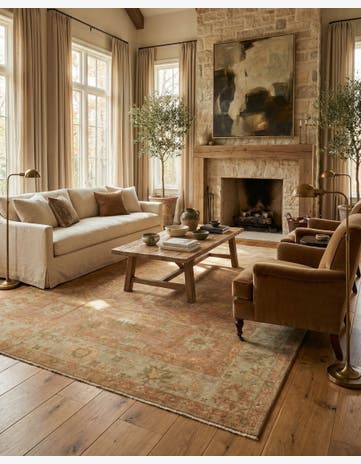 8' 4 x 10' Hand Knotted Oushak Wool Rug