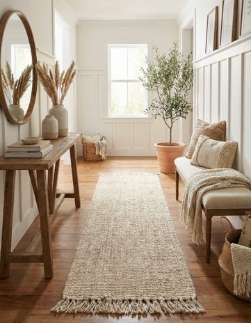 Ivory Hand Woven Chunky Jute Runner Rug