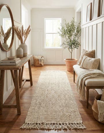 Ivory Hand Woven Chunky Jute Runner Rug