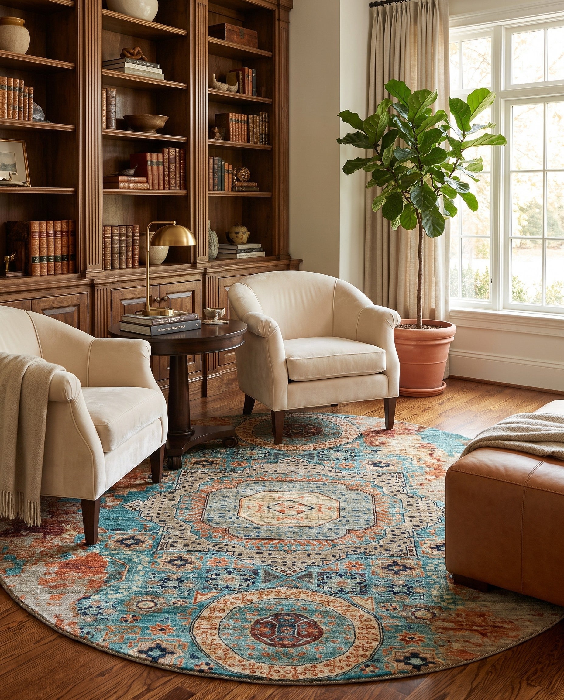 8' 1 x 8' 1 Hand Knotted Mamluk Ziegler Round Rug