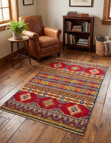 2' 7 x 4' Hand Knotted Kazak Rug