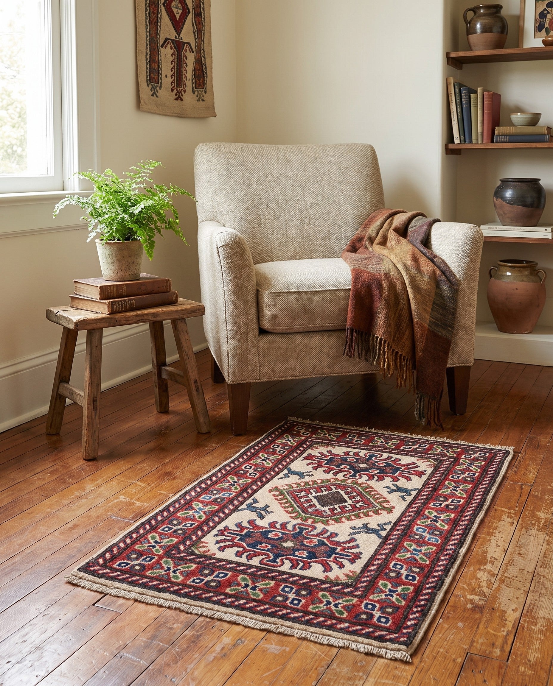 1' 11 x 2' 11 Hand Knotted Kazak Rug