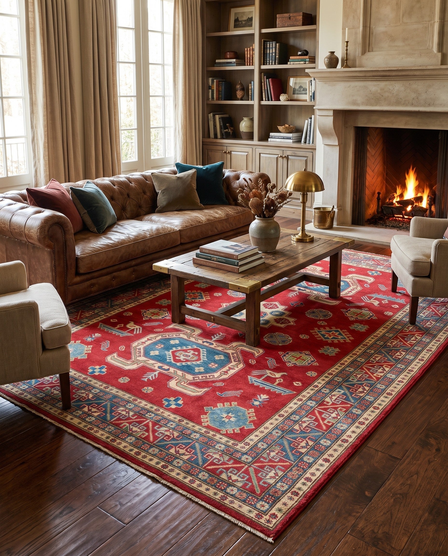 6' 8 x 9' 9 Hand Knotted Kazak Rug