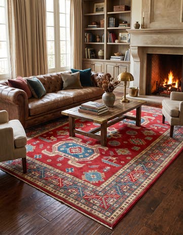 6' 8 x 9' 9 Hand Knotted Kazak Rug