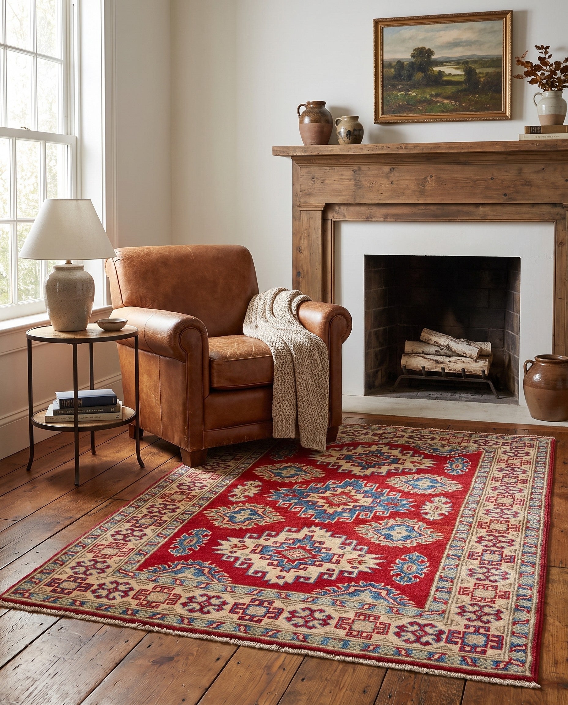 3' 5 x 4' 11 Hand Knotted Kazak Rug