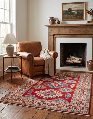 3' 5 x 4' 11 Hand Knotted Kazak Rug