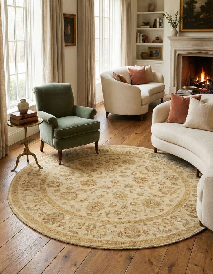 Detail image of 6' 7 x 6' 8 Hand Knotted Peshawar Ziegler Round Rug