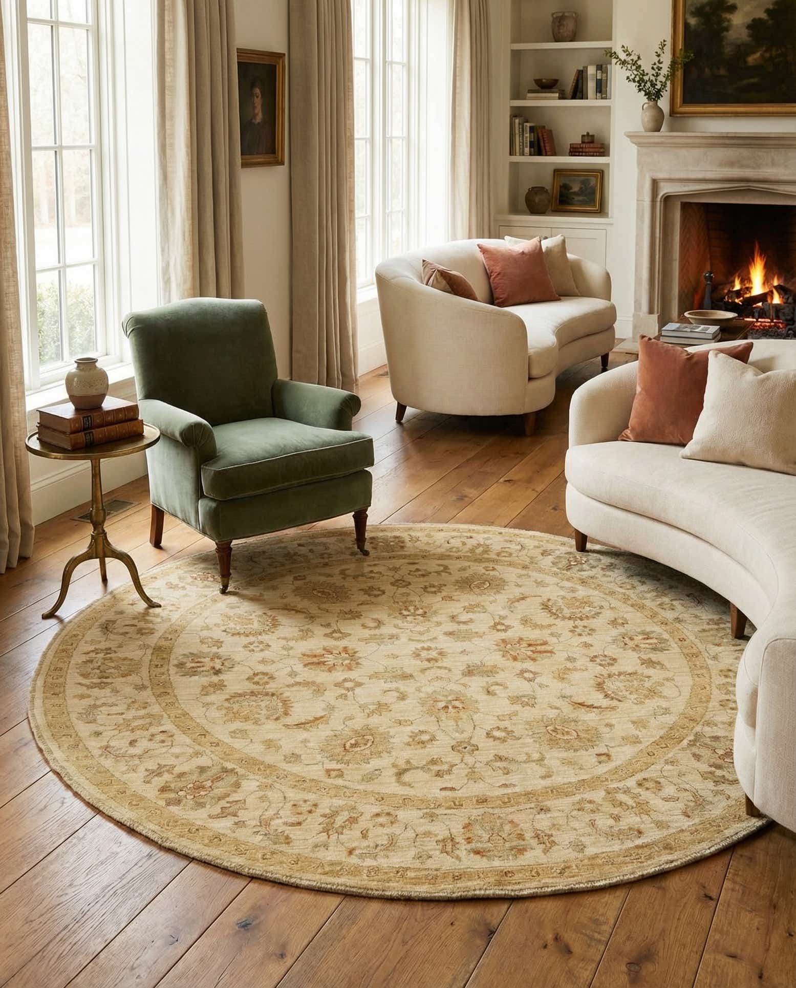 6' 7 x 6' 8 Hand Knotted Peshawar Ziegler Round Rug