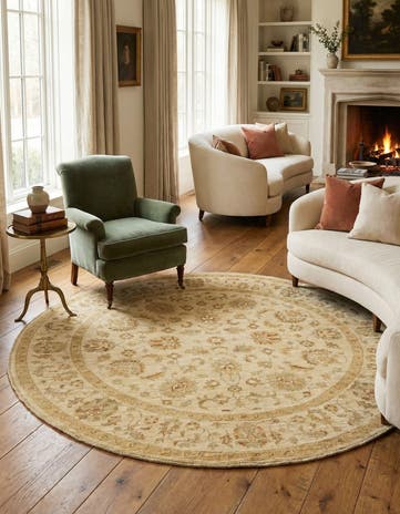 6' 7 x 6' 8 Hand Knotted Peshawar Ziegler Round Rug