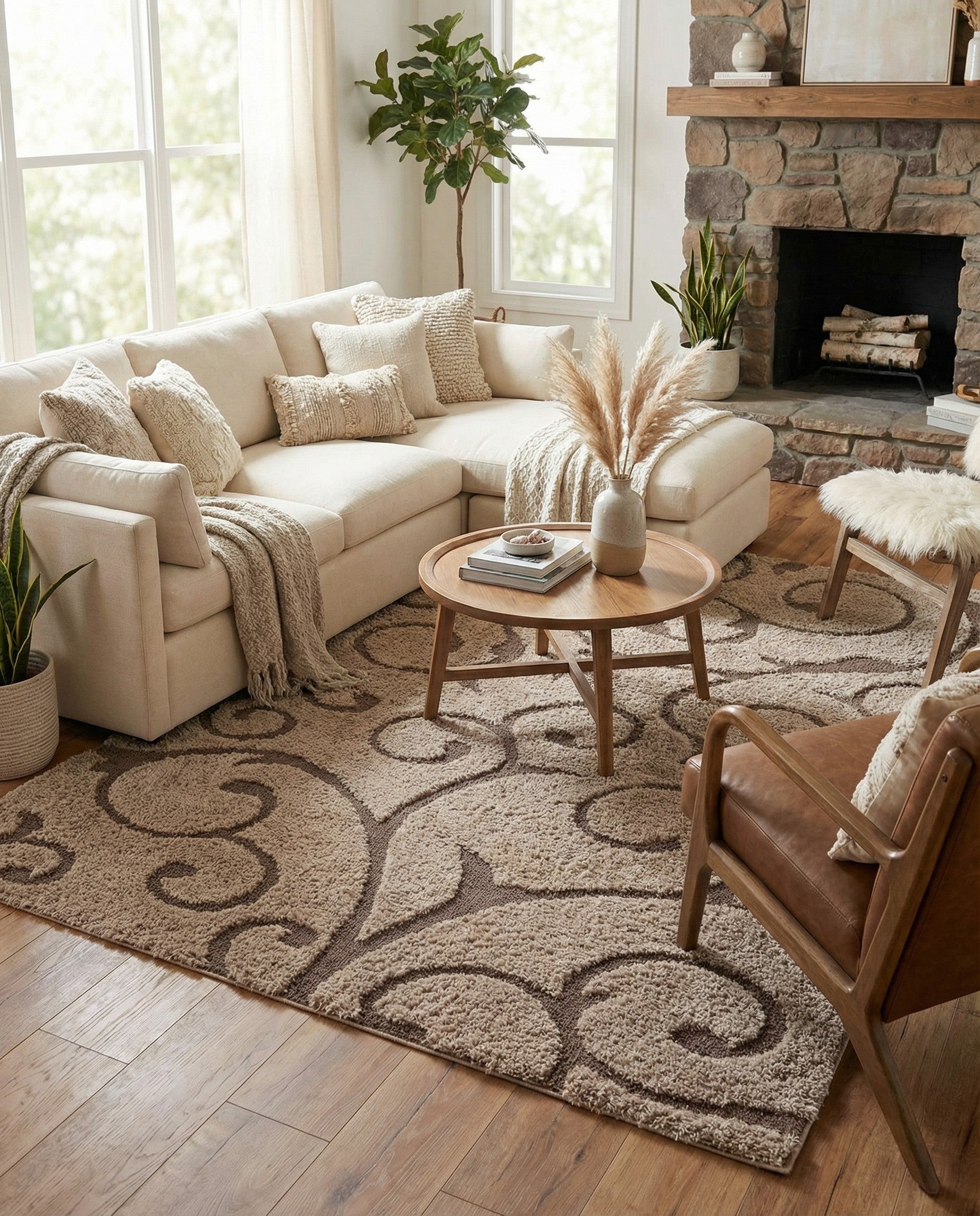 Primary image 8' x 10' Floral Shag Rug