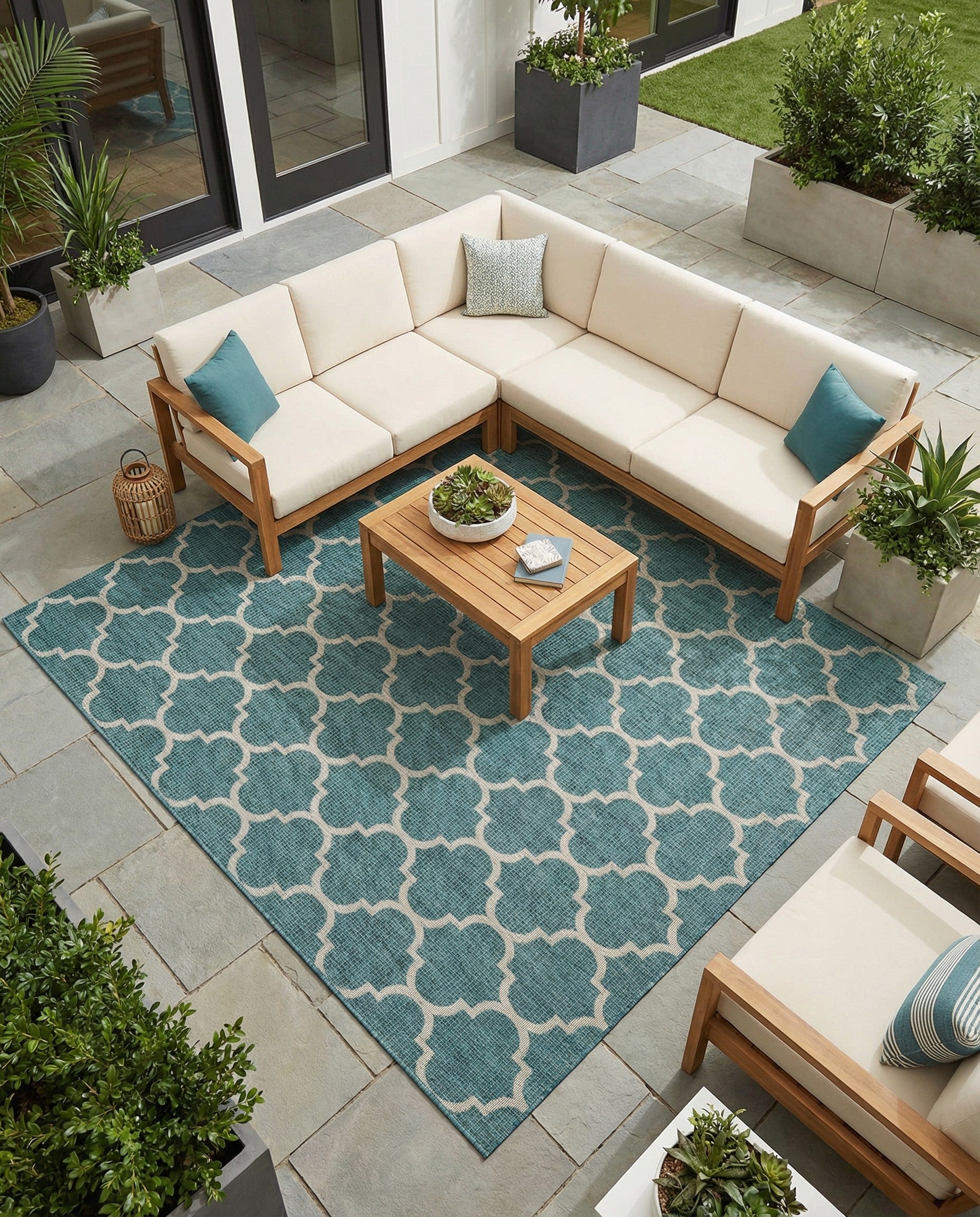 Primary image 10' x 10'  Washable Trellis Indoor / Outdoor Square Rug