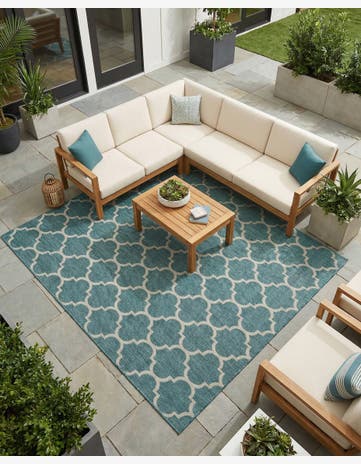 10' x 10' Easy-Clean Trellis Indoor / Outdoor Square Rug