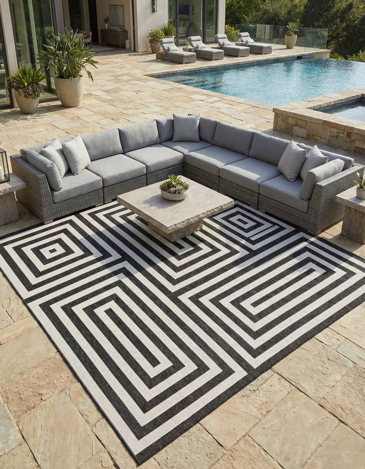 Detail image of  13' x 13'  Washable Modern Indoor / Outdoor Square Rug