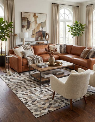 5' x 8' Cowhide Leather Rug