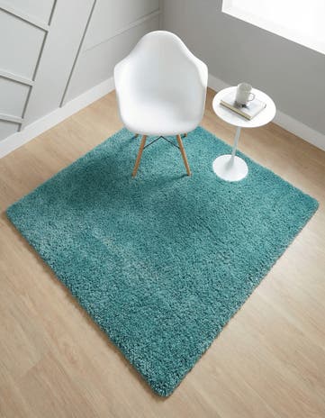 Turquoise Soft Solid Shag Square Rug