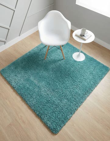 Turquoise Soft Solid Shag Square Rug