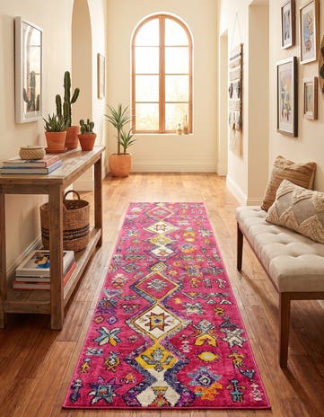Pink Washable Mesa Runner Rug