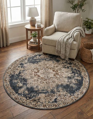 Slate Blue Eliza Round Rug