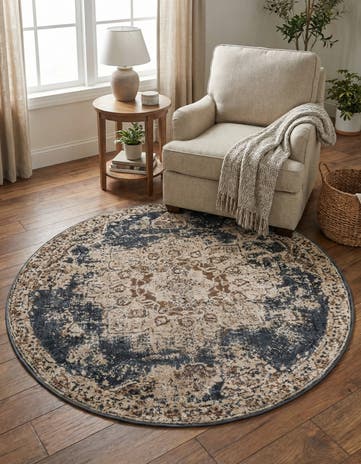 Slate Blue Eliza Round Rug
