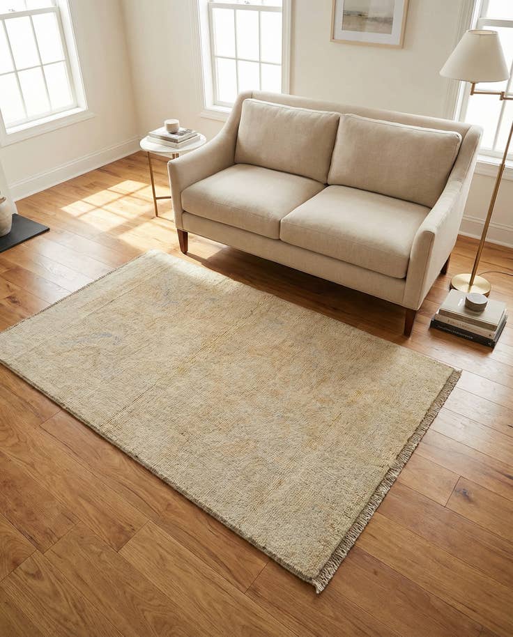 Detail image of 3' 2 x 5' 3 Hand Knotted Oushak Wool Rug