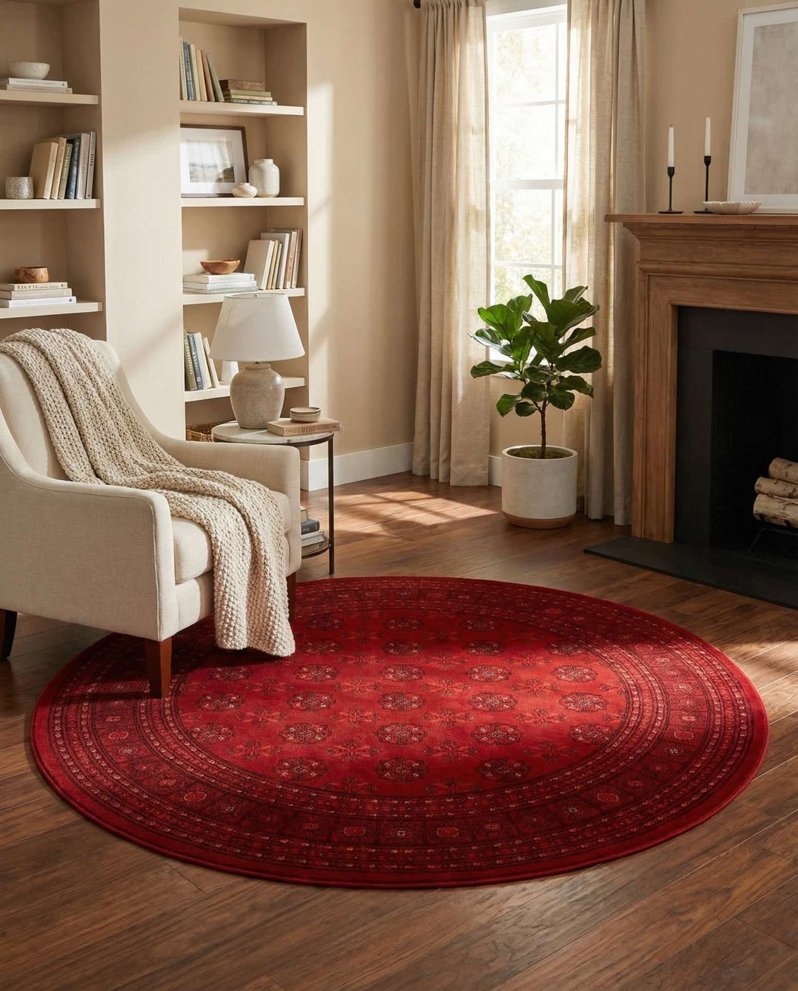 185cm x 185cm Bokhara Alfombra redondo