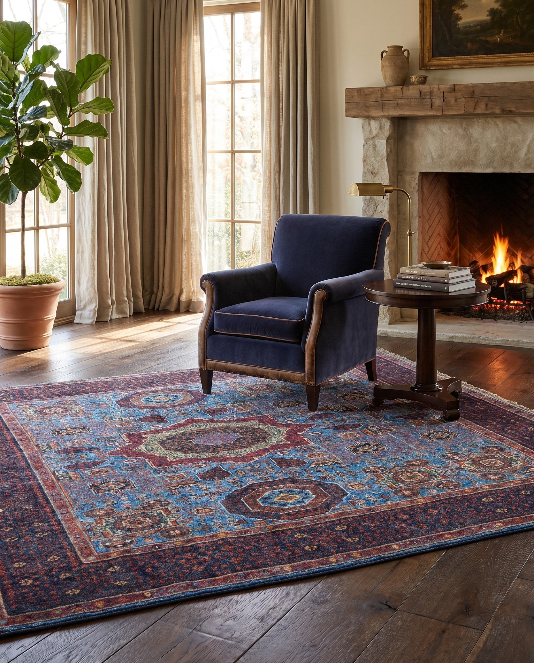 4' 3 x 5' 9 Hand Knotted Mamluk Ziegler Rug