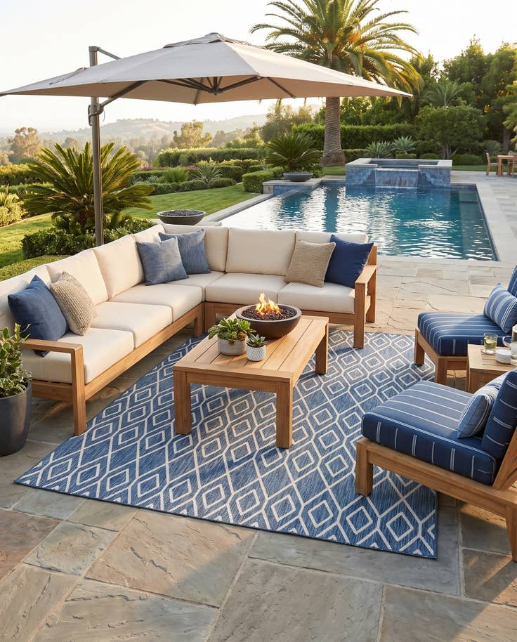 Detail image of 7' 10 x 10' Easy-Clean Jill Zarin Turks and Caicos Indoor / Outdoor Rug