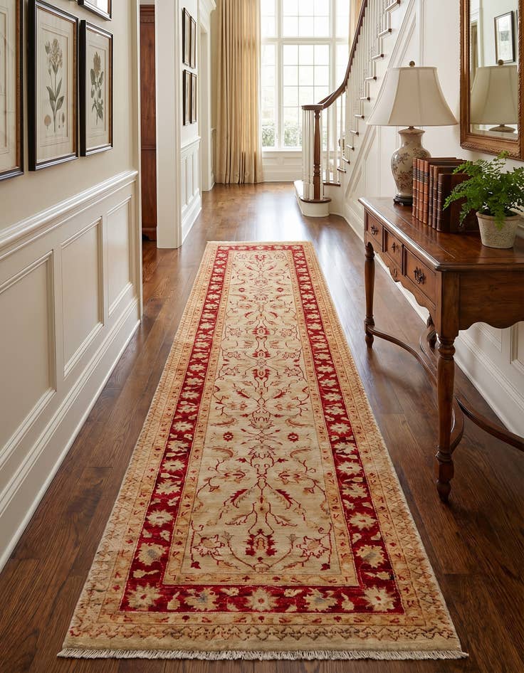 Detail image of 2' 10 x 11' 10 Hand Knotted Peshawar Ziegler Runner Rug