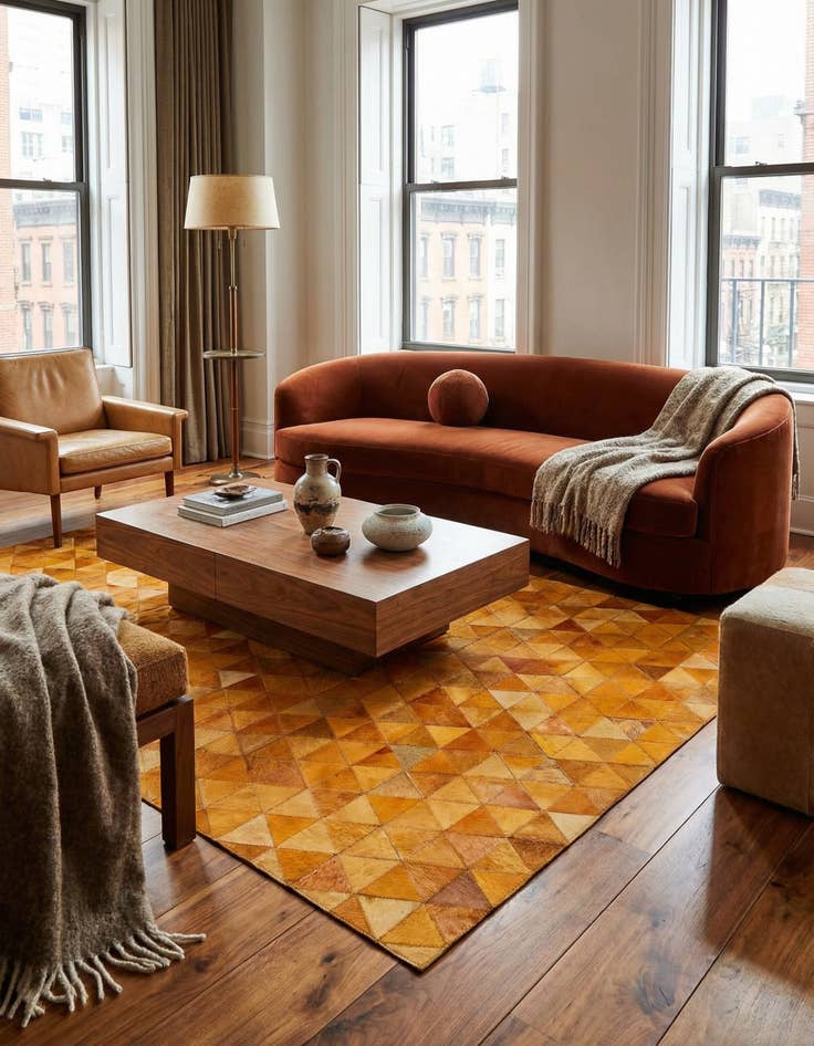 Detail image of 4' 11 x 8' Cowhide Stocks Rug