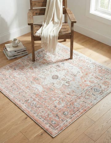 Rose Pink Madeline Vintage Square Rug