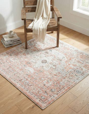 Rose Pink Madeline Vintage Square Rug
