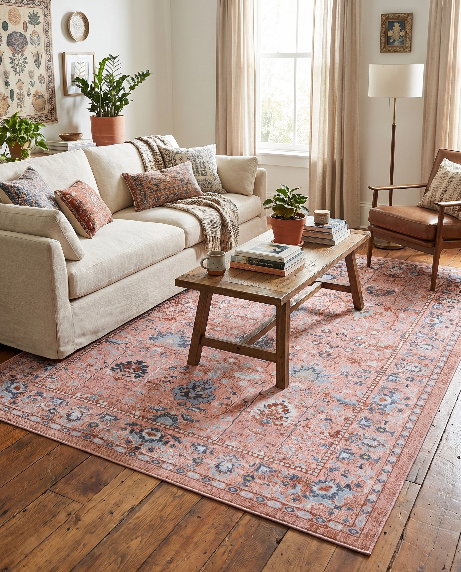 Rose Pink Kamala Washable Rug