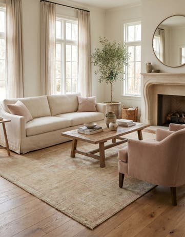 5' 1 x 6' 11 Hand Knotted Oushak Wool Rug