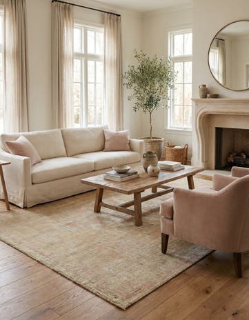 5' 1 x 6' 11 Hand Knotted Oushak Wool Rug