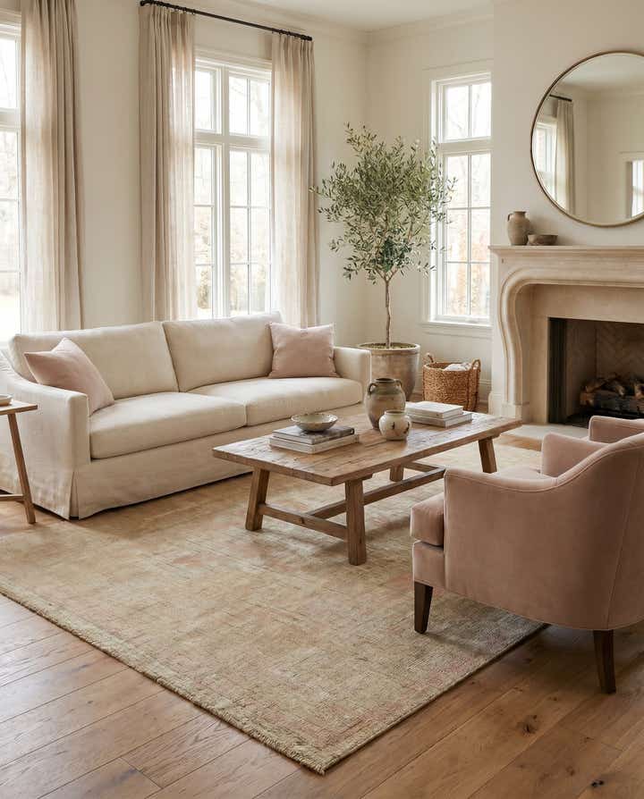 5' 1 x 6' 11 Hand Knotted Oushak Wool Rug