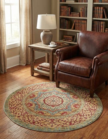 Light Blue Amina Round Rug