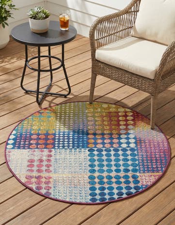 Easy-Clean Modern Indoor / Outdoor Round Rug