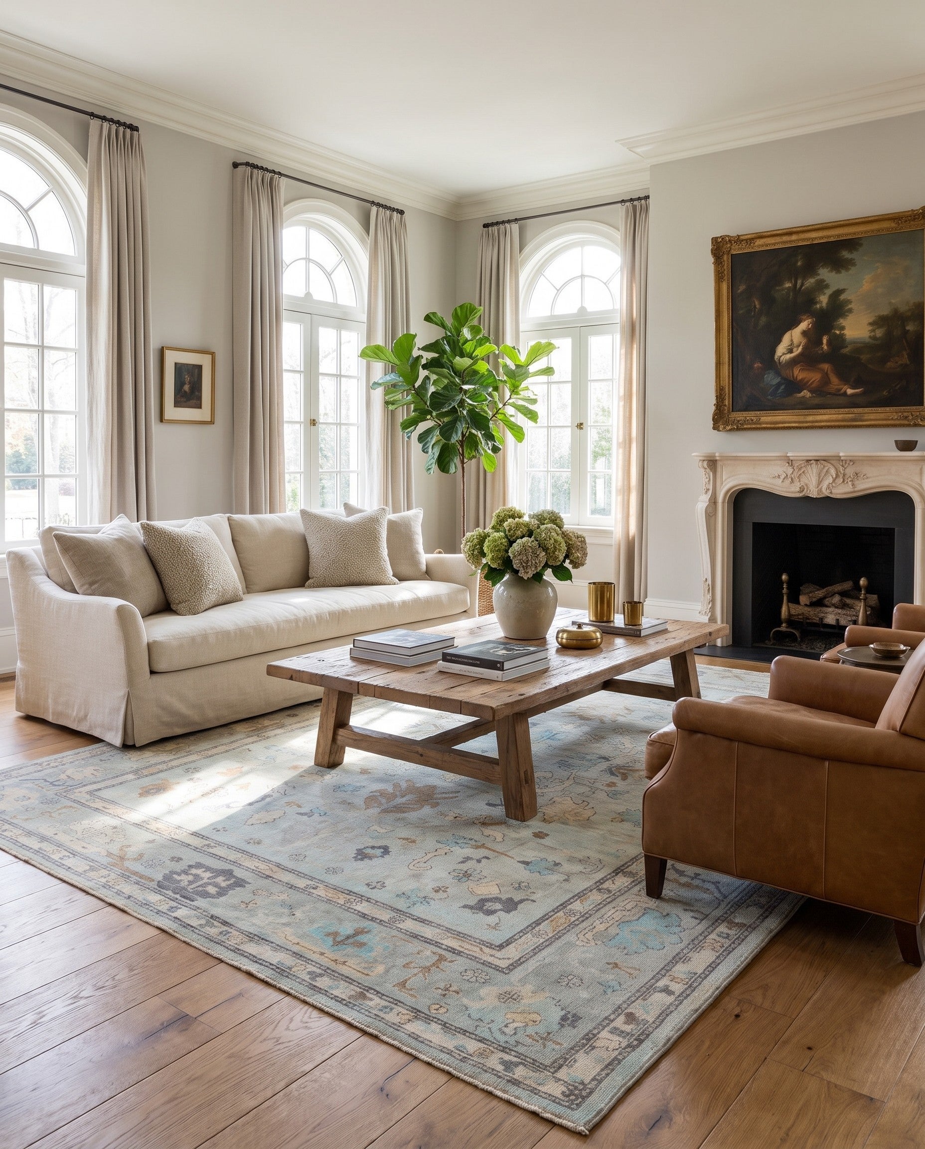 9' 2 x 12' 3 Hand Knotted Oushak Wool Rug