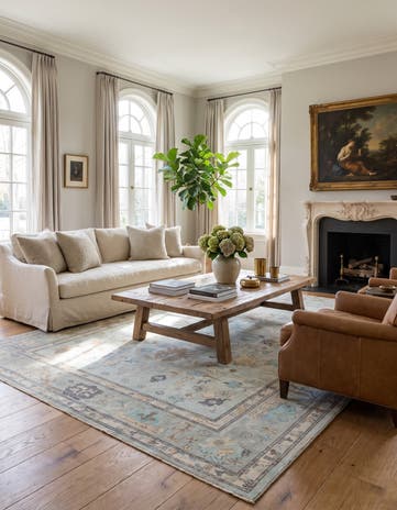 9' 2 x 12' 3 Hand Knotted Oushak Wool Rug