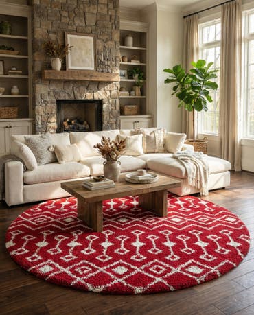  10' x 10' Moroccan Trellis Shag Round Rug