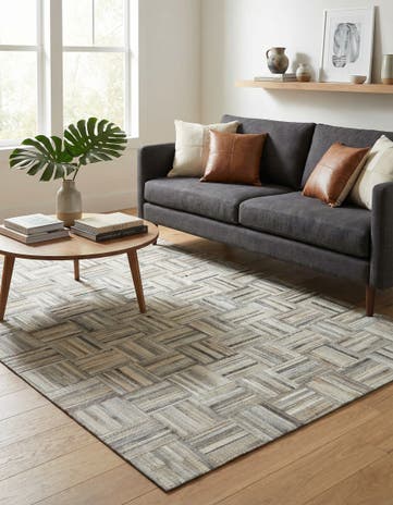 4' 1 x 6' 1 Cowhide Leather Rug