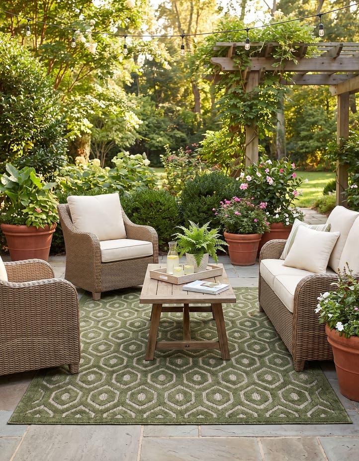5' 3 x 8' Easy-Clean Trellis Textured Indoor...