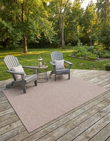 Beige Easy-Clean Solid Indoor / Outdoor Rug